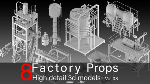 8 Factory Props- High detail 3d models- Vol 08