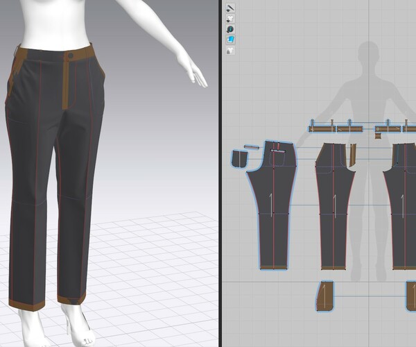 ArtStation - Women Dress Pants, Marvelous Designer, Clo3D +fbx, obj