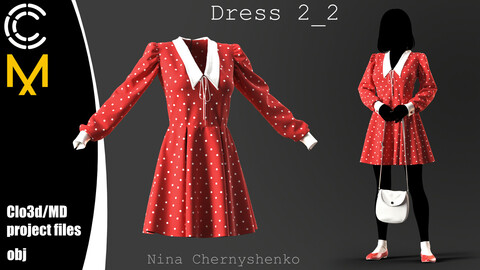 Dress 2_2. Marvelous Designer/Clo3d project + OBJ.