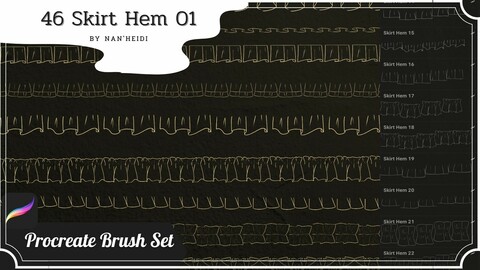 46 Skirt Hem Procreate brushes 01_By Nan'Heidi