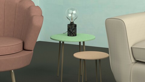 Table Lamp and Two Side Tables