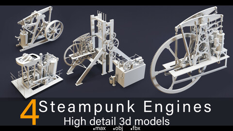 4- Steampunk Engines- High detail 3d models