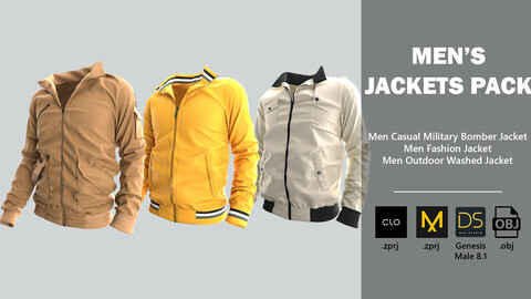 Jackets Pack. Marvelous Designer / Clo3D project file + OBJ