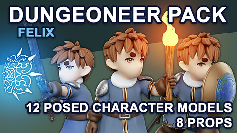 Dungeoneer Pack - pre-posed characters for Blender