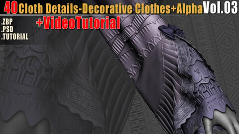 40 Cloth Details - Decorative Clothes + Alpha Vol03 + Video Tutorial