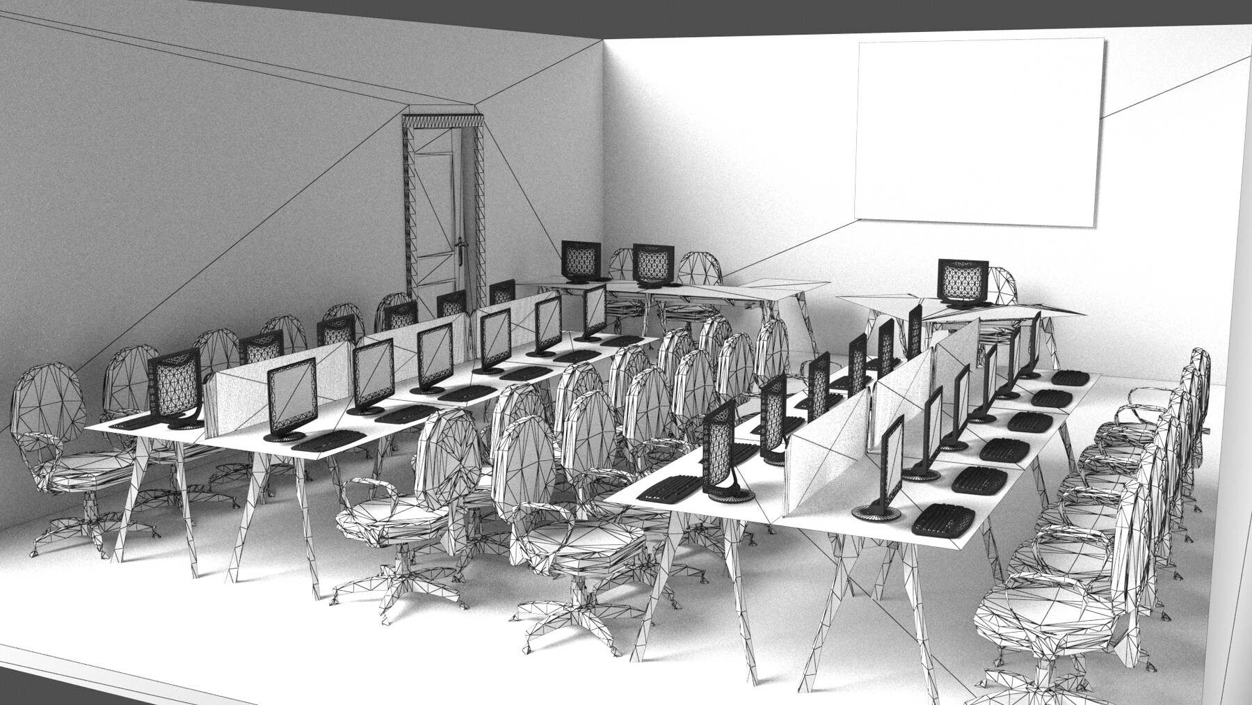 Class 3 d. 3d model Military Classroom for Training.