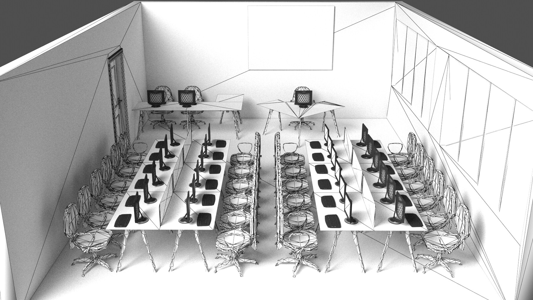 Class 3 d. Макет офиса. 3d model Military Classroom for Training.