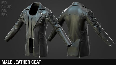 Male leather coat / Jacket / Gothic / Punk / Marvelous Designer