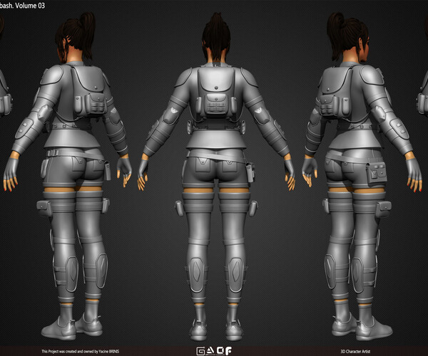 Figurines simple - Female Armor Suit Kitbash 01, STKPR_0453. 3D