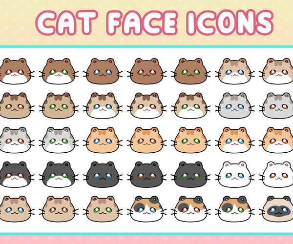 ArtStation - Cute Cat Face Icon Set