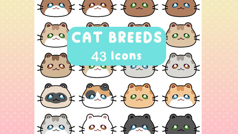 Cute Cat Face Icon Set