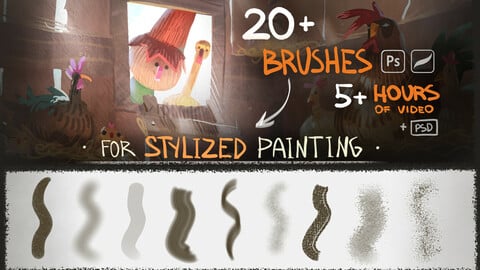 25 Brushes For Stylized Painting - Photoshop and Procreate - Real Time Demo & Tutorial - 01