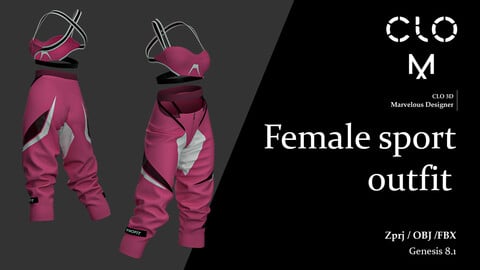 Female sport outfit / Marvelous Designer/Clo3D project file + OBJ
