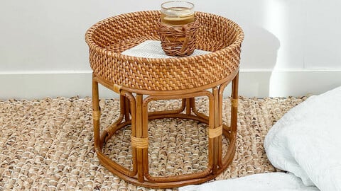 Vietnam rattan wood round side tea table