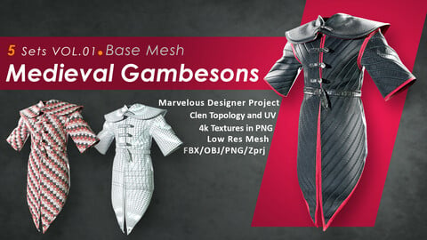 Medieval Gambesons Vol 01 / Zprj + FBX