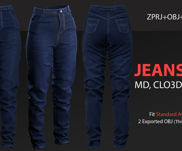 ArtStation - 3 Different Female Jeans Sets (VOL 01).Marvelous Designer ...