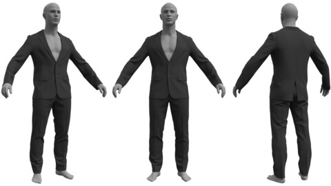 Mens Classic Suit and Pants (Marvelous Designer / Clo 3D project+OBJ)