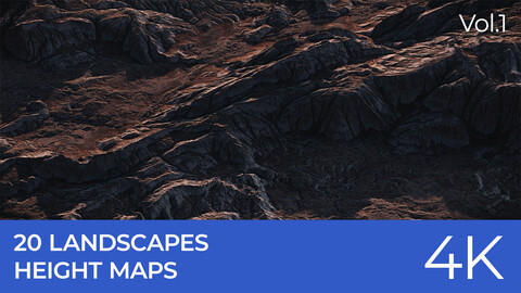 20 Landscapes Height Maps — Vol.1 | 4K