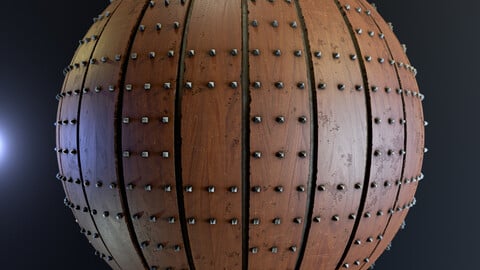 PBR - WOODEN PLATES WITH MEDIEVAL STYLE BOLTS - 4K MATERIAL