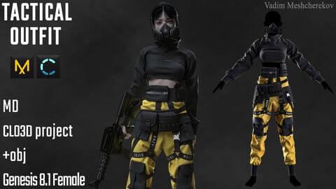 Tactical Outfit. Clo 3D / Marvelous Designer project +obj