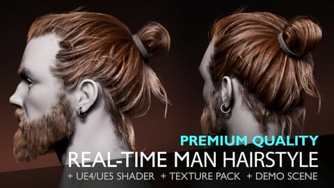 Real-Time Man Hair (Hairstyle, Beard, Eyebrows for Games)