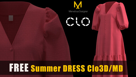 Free Summer Dress. Clo3d/MD project file
