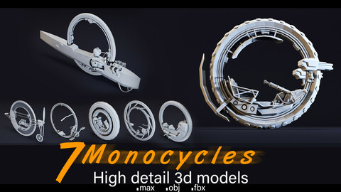 7- Monocycles- High detail 3d models