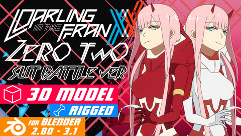 Zero Two (battle suit ver.) - Darling in the Franxx Anime - 3D Model Blender