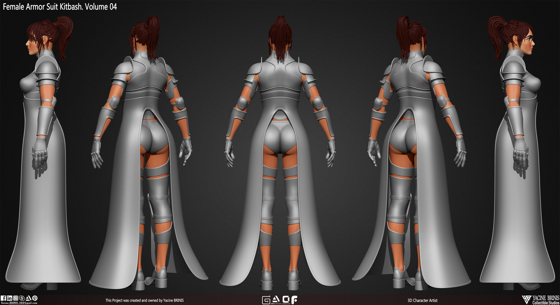 Figurines simple - Female Armor Suit Kitbash 01, STKPR_0453. 3D stl model  for CNC