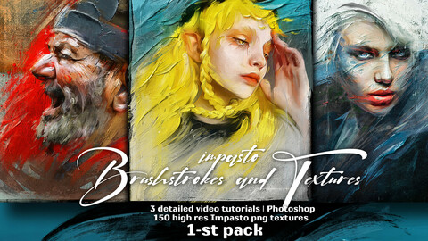 Impasto Brushstrokes and Textures | PNG format | 3 detailed video tutorials | 1-st Pack