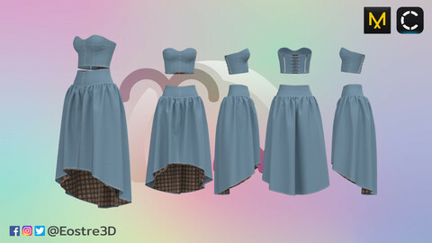 (Womenswear) Denim set - Corset and Skirt