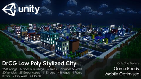 City Asset Pack for Unity Game Engine (Toon, Stylized, Modular, Low Poly, Environment)