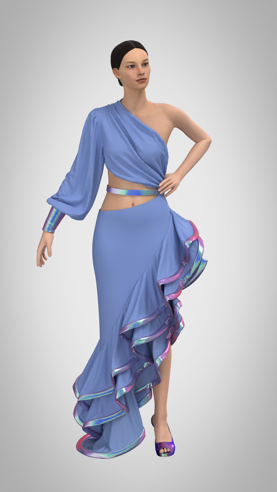ArtStation - Fluffy Dress Marvelous Designer, CLO3D | Game Assets
