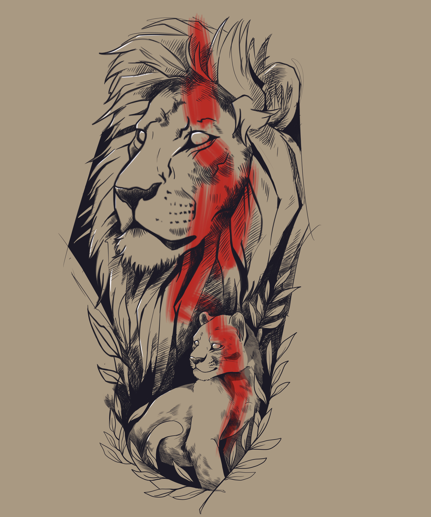 Hipster Lion Neotraditional Tattoo Design Printable Art - Etsy
