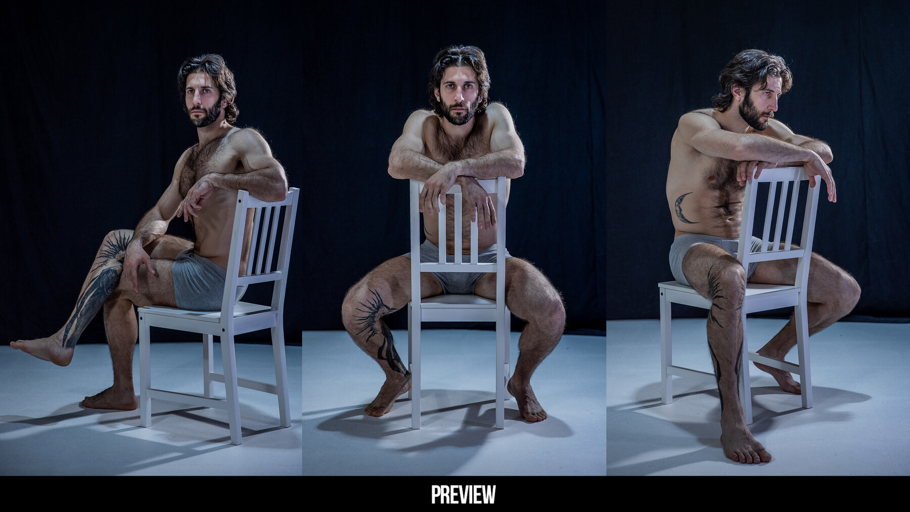 Sitting Pose Reference - Man sitting on chair turning back | PoseMy.Art