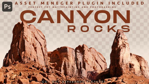 254 +  Canyon Rocks Cut out reference images [With Photoshop ASSET MENEGER PLUGIN ]