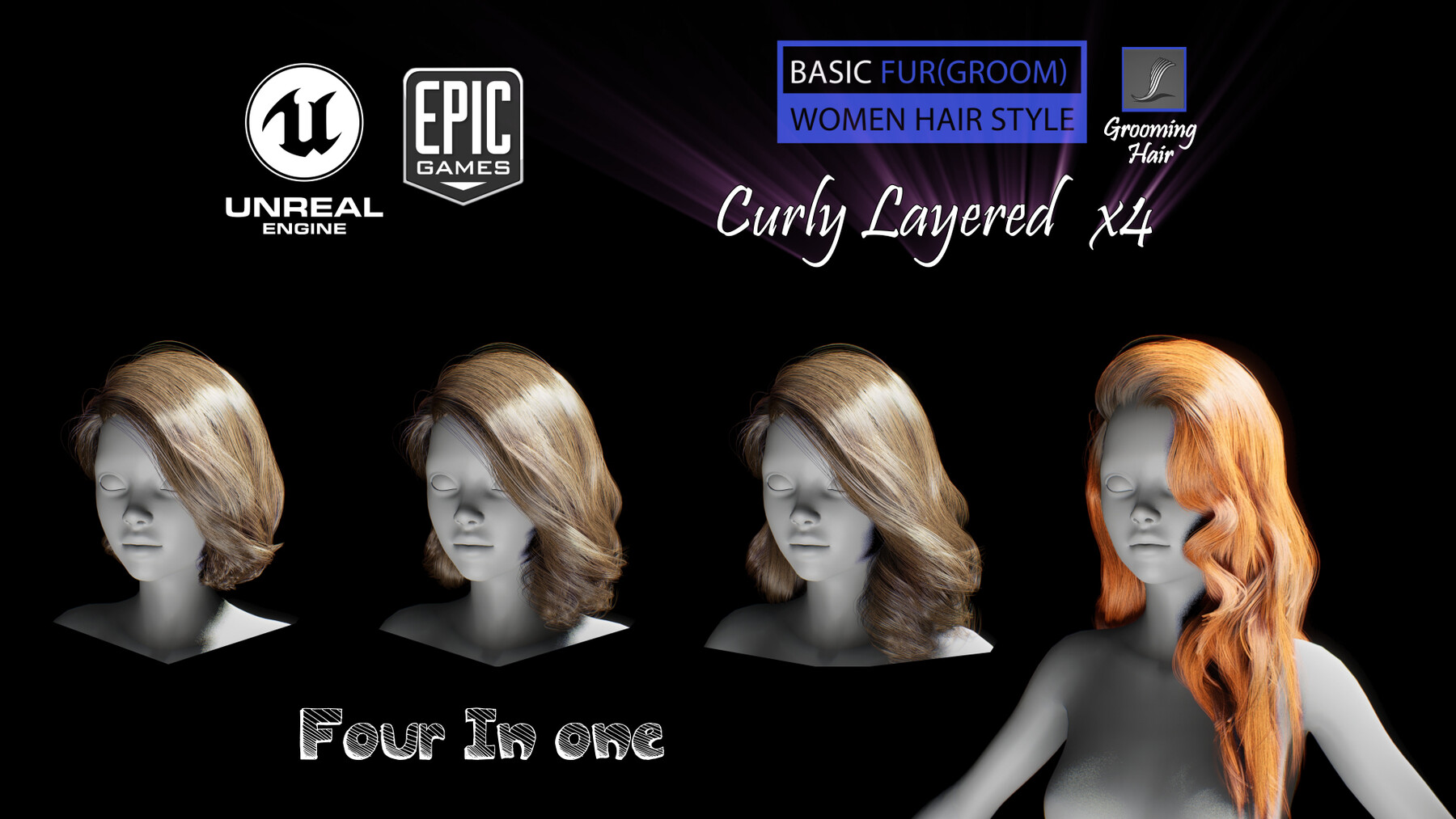 ArtStation - Curly Layered x4 in UE | Game Assets