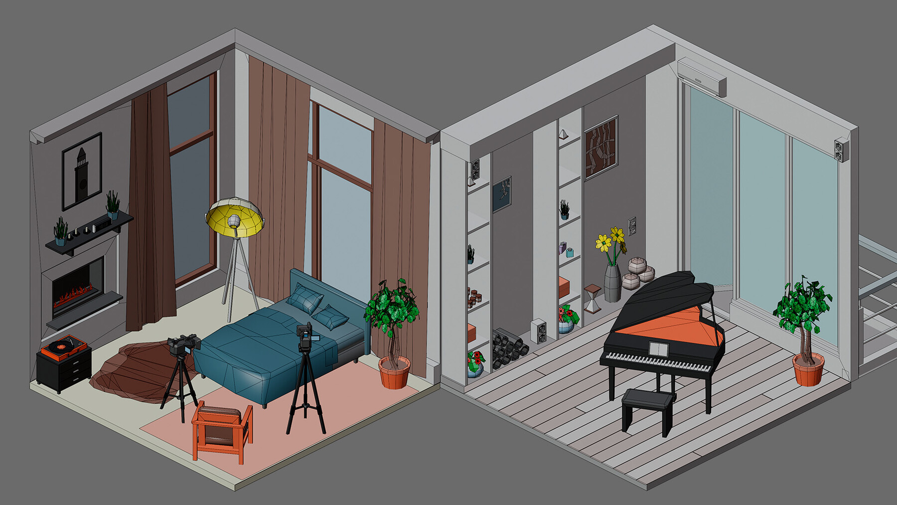 ArtStation - low poly interior 1 Low-poly 3D model | Game Assets