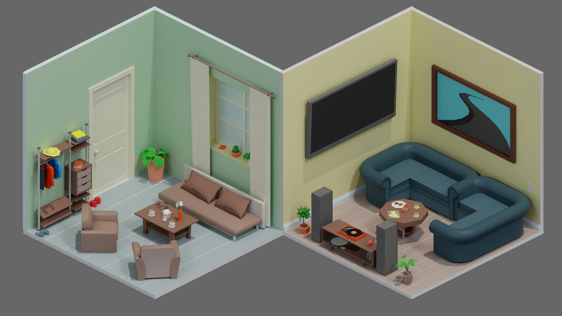 ArtStation - low poly interior 2 Low-poly 3D model | Game Assets