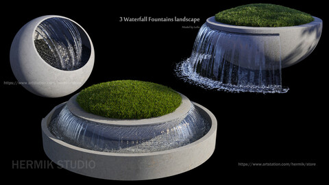 3  Waterfall fountains landscape