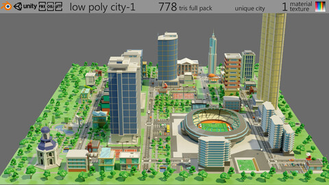 City-1 Low-poly 3D model