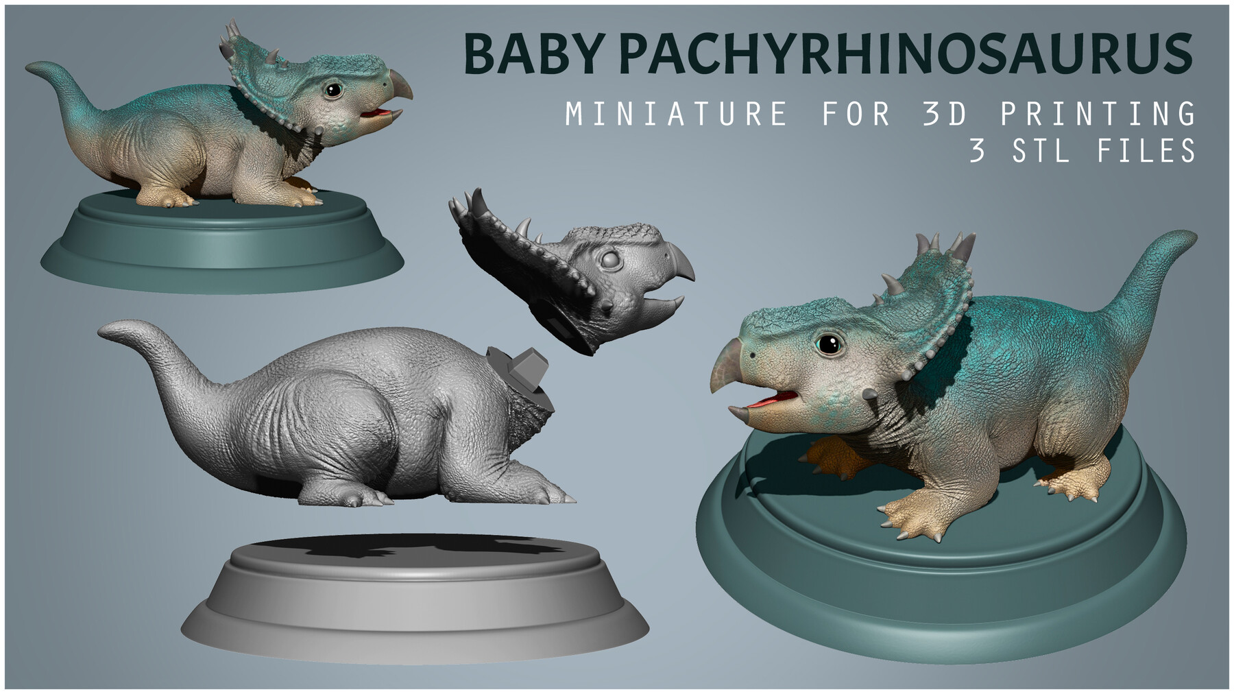 ArtStation - STL Baby Dinosaur Pachyrhinosaurus for 3D Printing | Resources