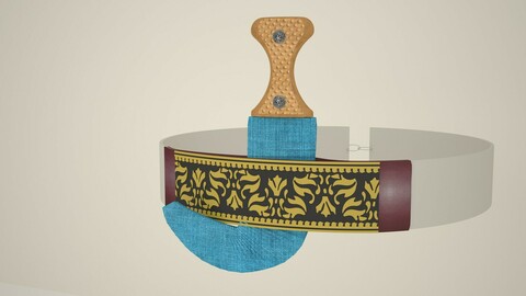 JAMBIYA, Yemeni Dagger2 Khanjar with sheath and belt 3D model