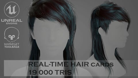 Low Poly Cards Game-ready Hairstyle Mullet