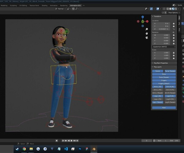 ArtStation - Cartoon NFT Black Woman Teen Rigged 3D model | Resources