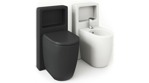Smile Back to wall wc 53 bidet 53 with Magicbox by Ceramica Cielo