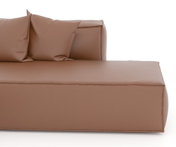 ArtStation Brown leather Corner sectional Sofa Resources