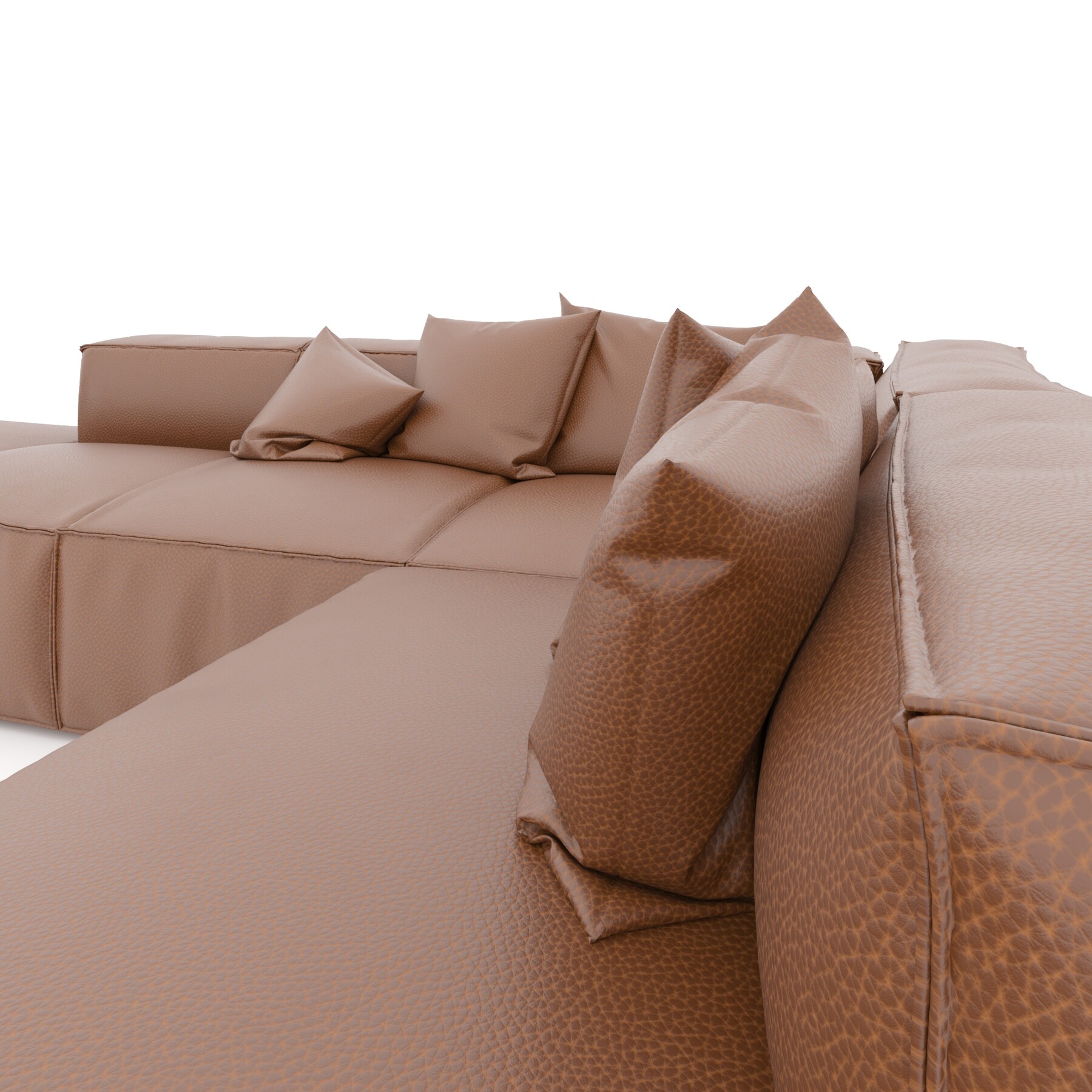 ArtStation Brown leather Corner sectional Sofa Resources