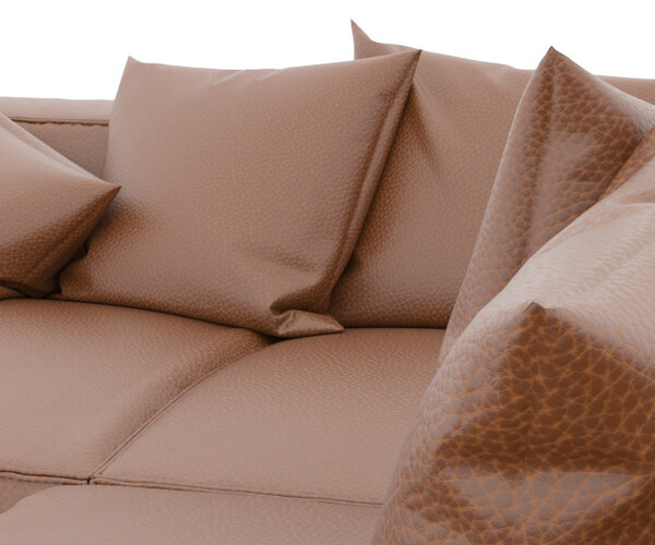 ArtStation Brown leather Corner sectional Sofa Resources