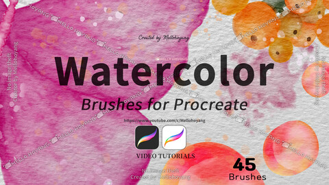 45 Watercolor Brushes Kit:Procreate